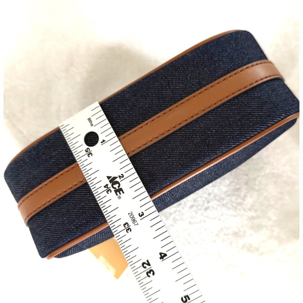 NWT‎ Michael Kors $198 Jet Set Charm Small Denim Pochette handbag gold chain - Picture 10 of 11